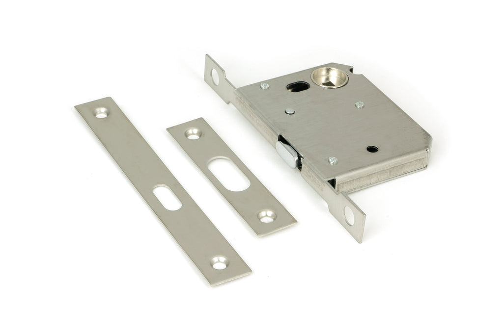 White background image of From The Anvil's Satin Stainless Steel Sliding Door Lock | From The Anvil
