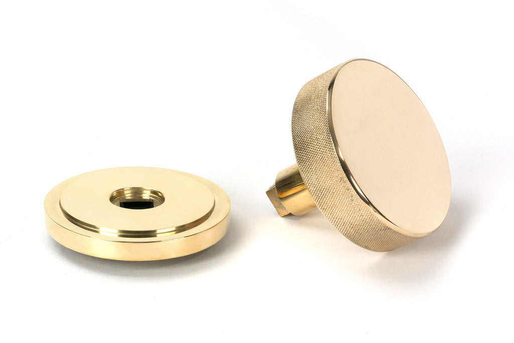 White background image of From The Anvil's Polished Brass Brompton Centre Door Knob | From The Anvil