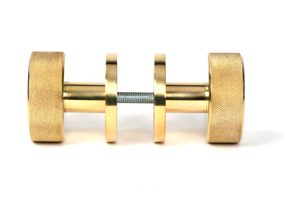 White background image of From The Anvil's Polished Brass Brompton Mortice/Rim Knob Set | From The Anvil