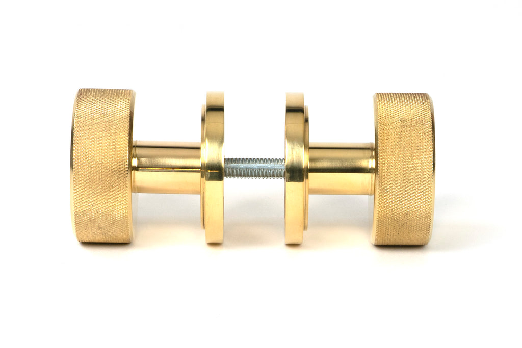 White background image of From The Anvil's Polished Brass Brompton Mortice/Rim Knob Set | From The Anvil