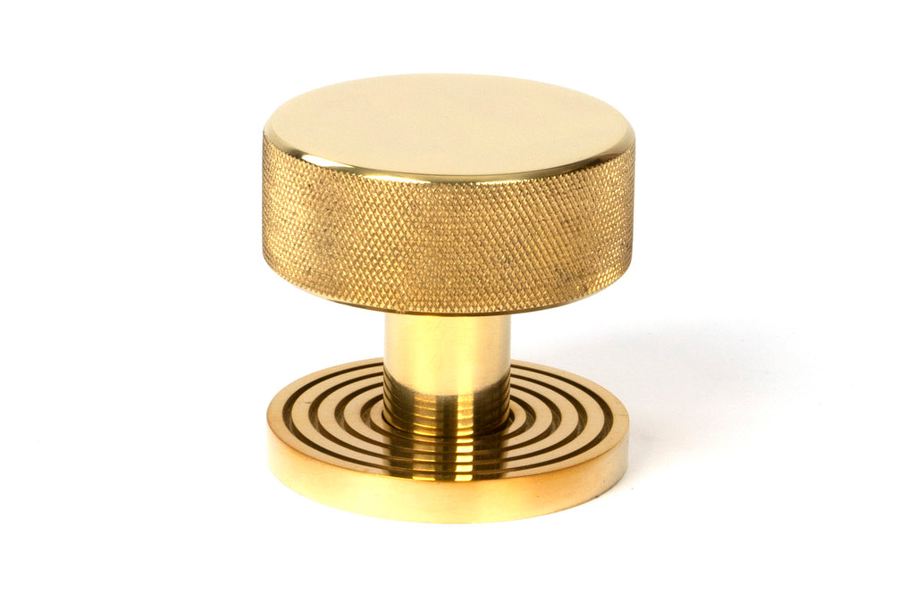 White background image of From The Anvil's Polished Brass Brompton Mortice/Rim Knob Set | From The Anvil