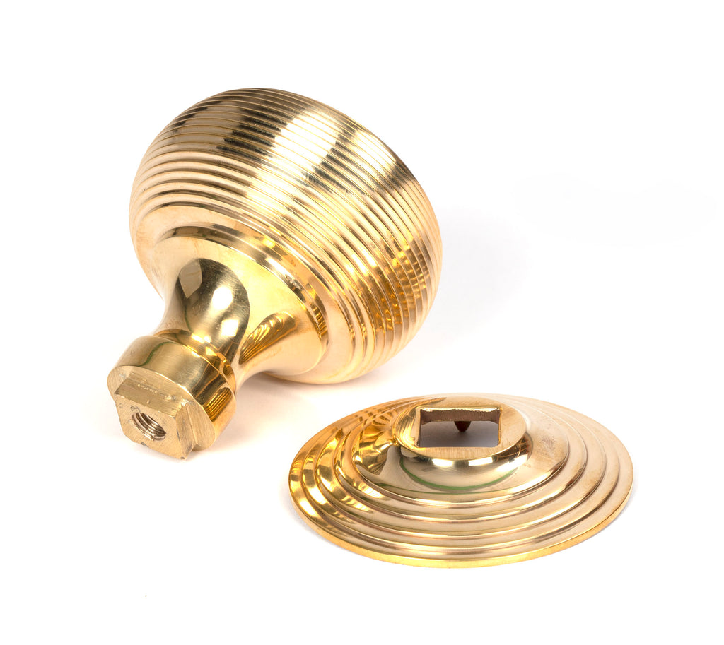 White background image of From The Anvil's Polished Brass Beehive Centre Door Knob | From The Anvil