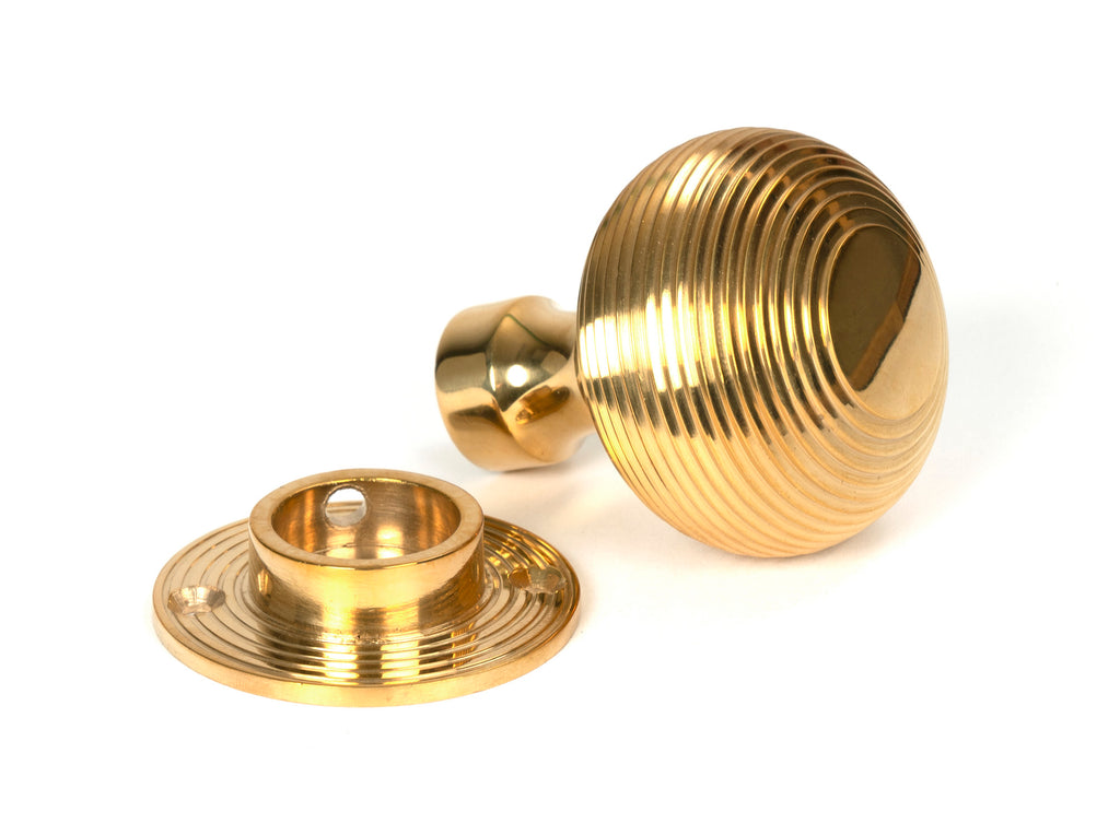 White background image of From The Anvil's Polished Brass Heavy Beehive Mortice/Rim Knob Set | From The Anvil