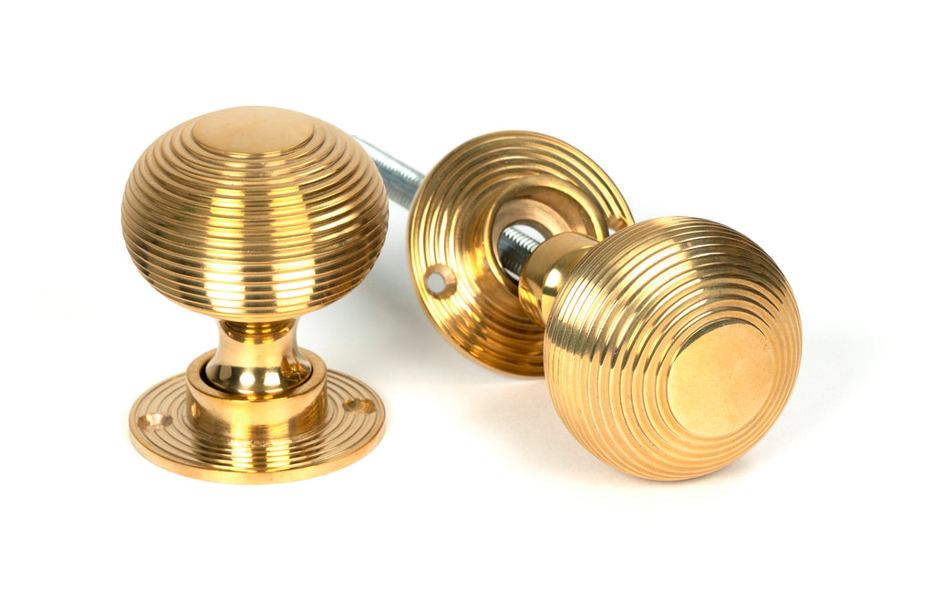 White background image of From The Anvil's Polished Brass Heavy Beehive Mortice/Rim Knob Set | From The Anvil