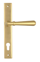 From The Anvil's Satin Brass Newbury Slimline Lever Espag. Lock Set