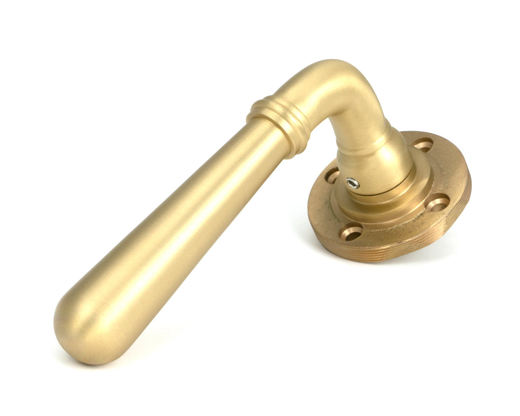 White background image of From The Anvil's Satin Brass Newbury Lever on Rose Set (Sprung) | From The Anvil