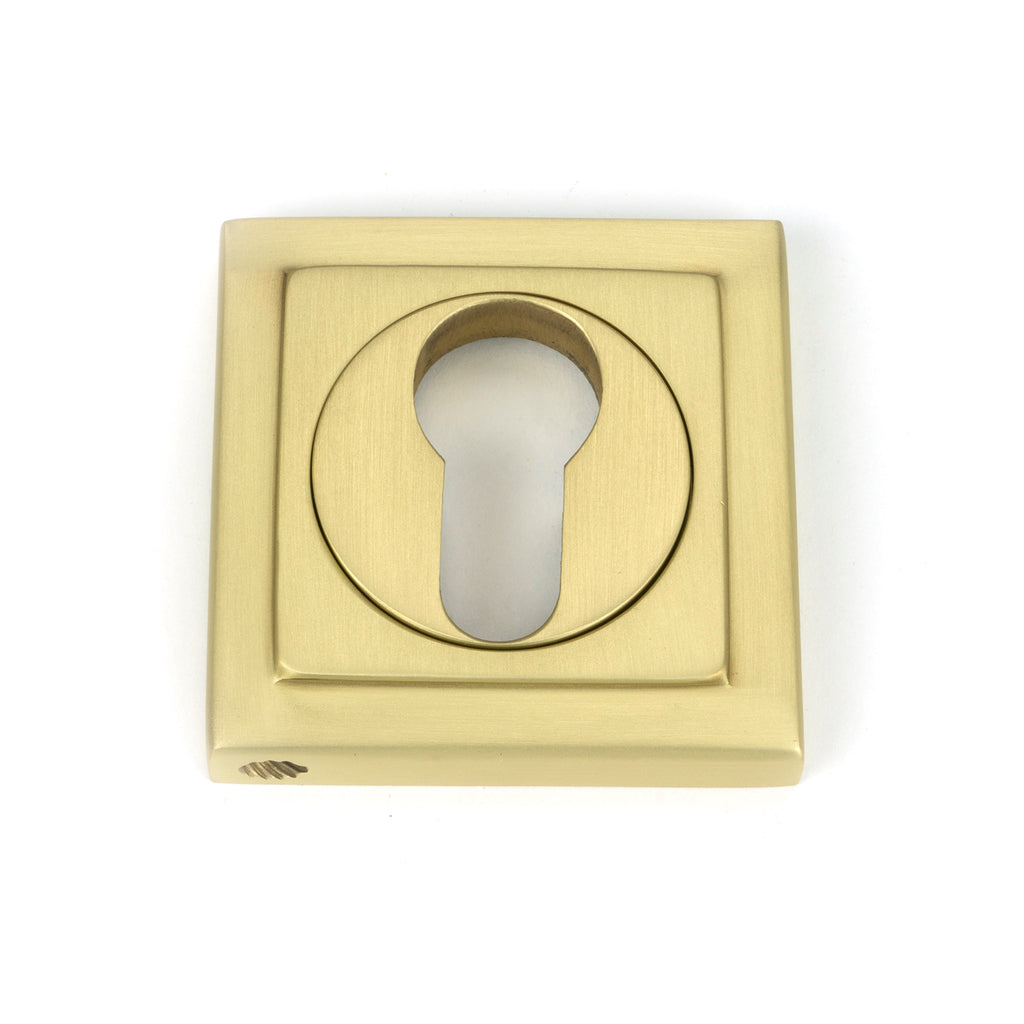 White background image of From The Anvil's Satin Brass Round Euro Escutcheon | From The Anvil
