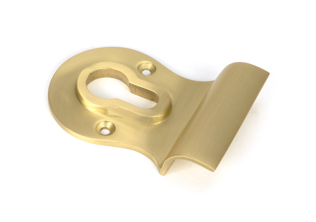White background image of From The Anvil's Satin Brass Euro Door Pull | From The Anvil