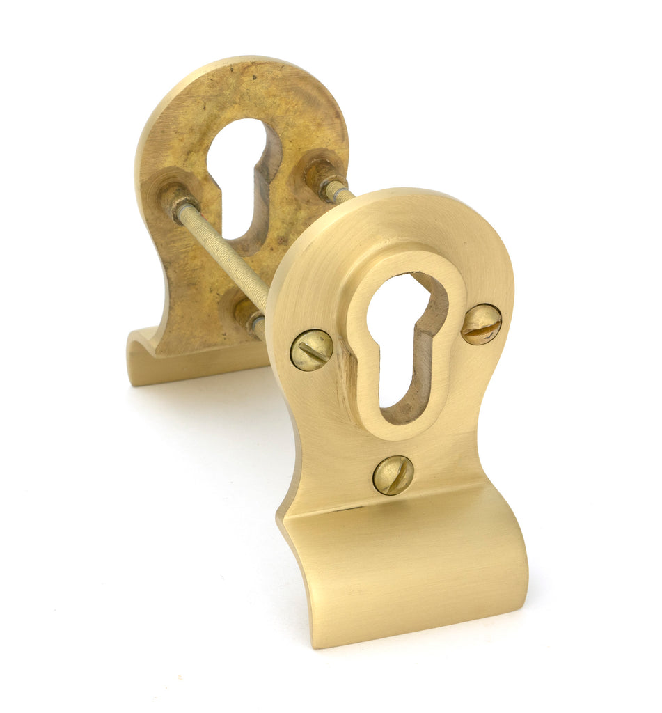 White background image of From The Anvil's Satin Brass 50mm Euro Door Pull (Back to Back Fixings) | From The Anvil