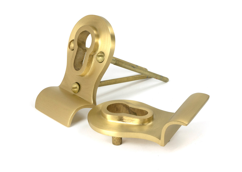 White background image of From The Anvil's Satin Brass 50mm Euro Door Pull (Back to Back Fixings) | From The Anvil