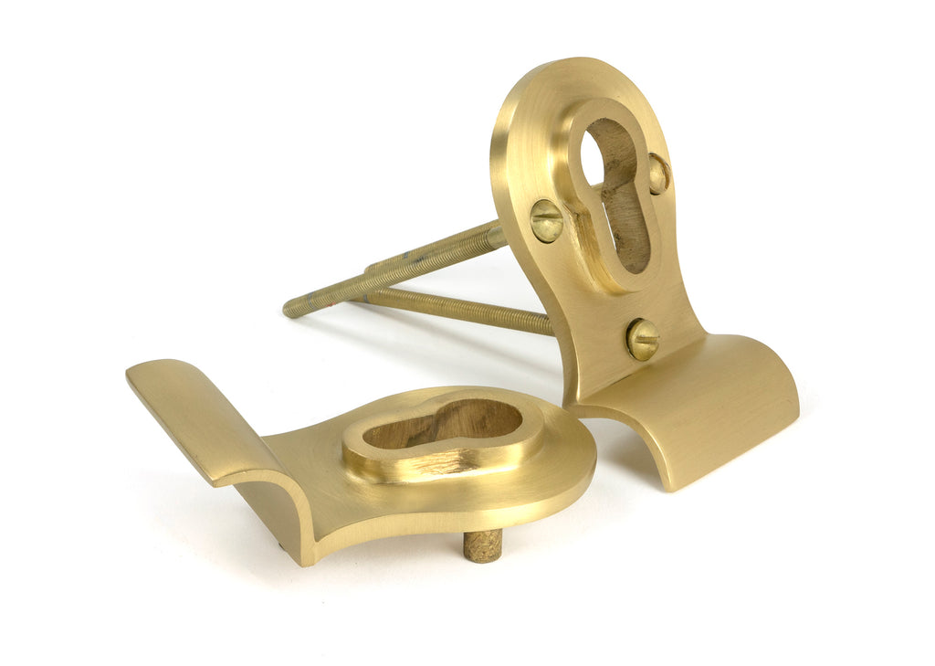 White background image of From The Anvil's Satin Brass 50mm Euro Door Pull (Back to Back Fixings) | From The Anvil