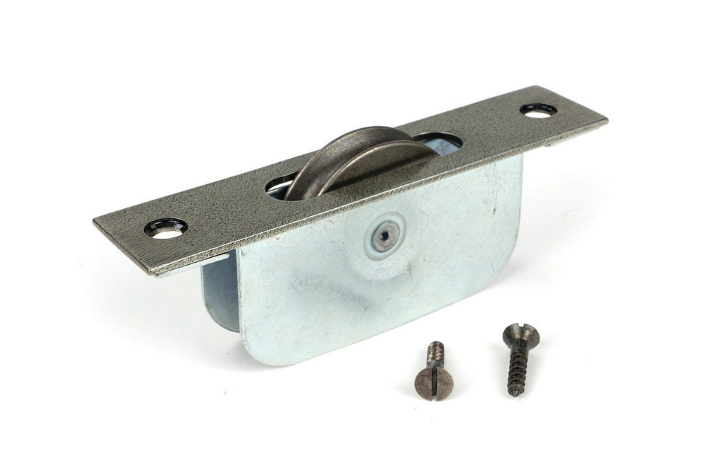 White background image of From The Anvil's Pewter Patina Square Ended Sash Pulley 75kg | From The Anvil