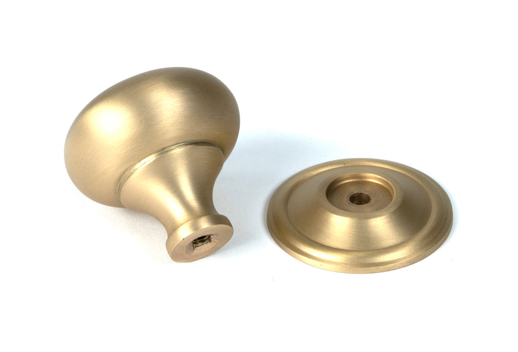 White background image of From The Anvil's Satin Brass Mushroom Cabinet Knob | From The Anvil
