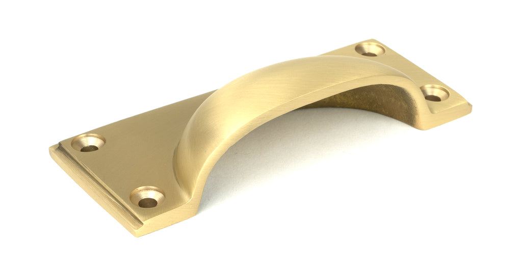 White background image of From The Anvil's Satin Brass Art Deco Drawer Pull | From The Anvil