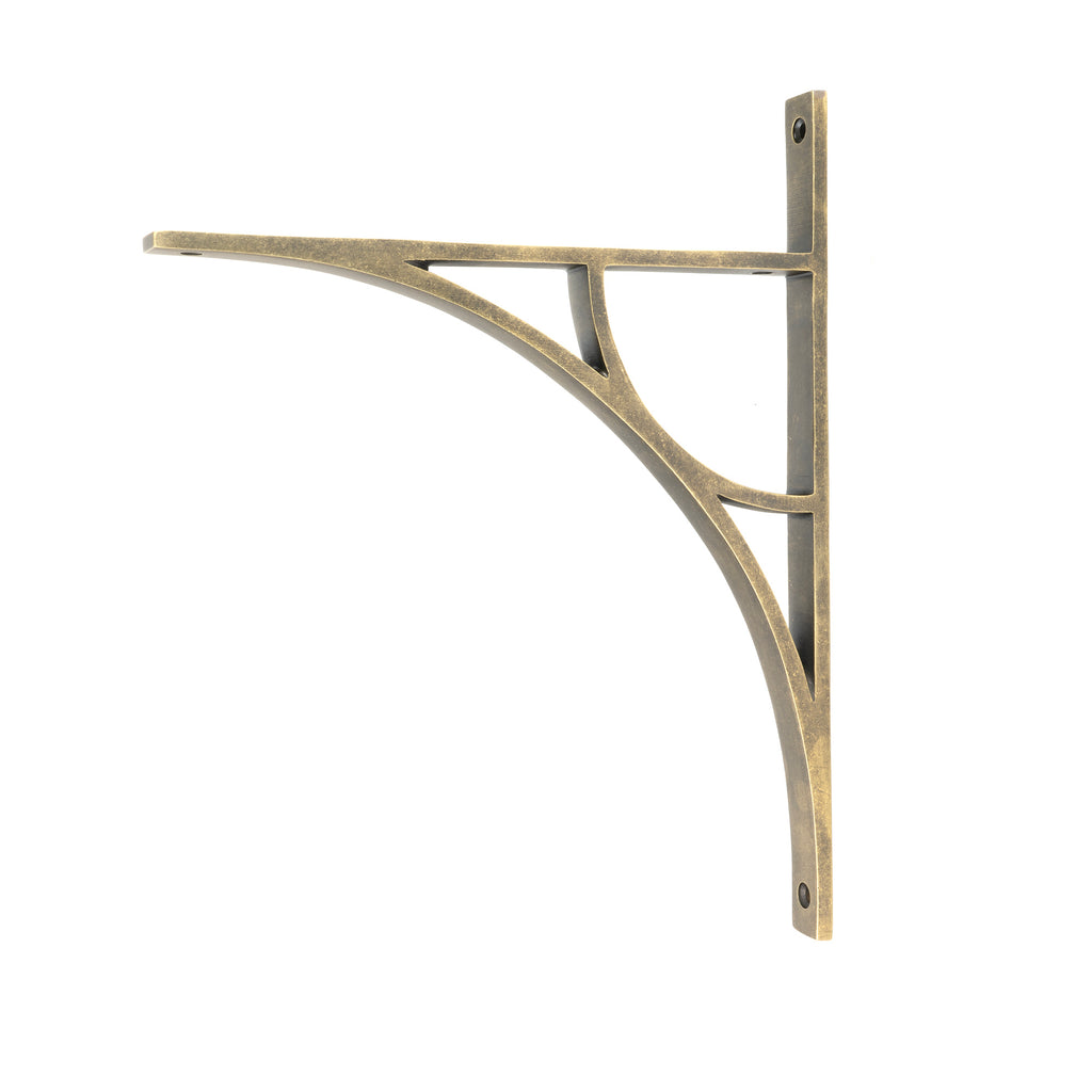 White background image of From The Anvil's Burnished Brass Tyne Shelf Bracket (314mm x 250mm)