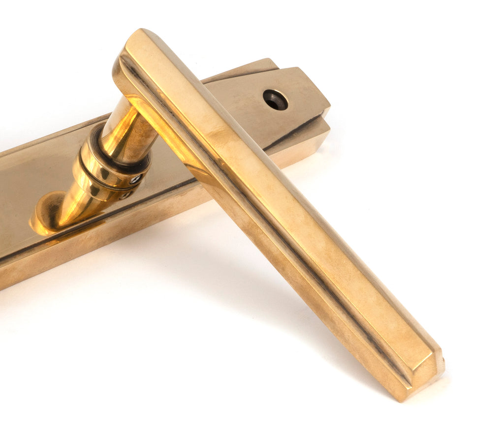 White background image of From The Anvil's Aged Brass Art Deco Slimline Lever Espag. Lock Set | From The Anvil