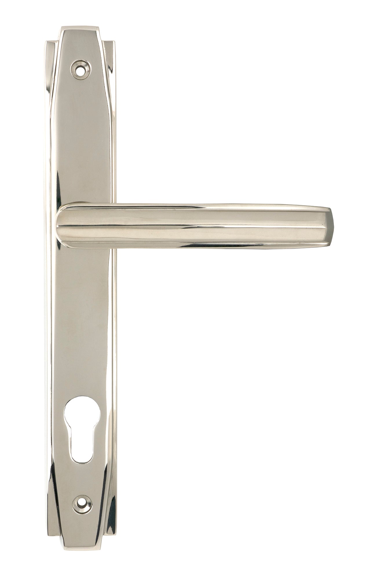 From The Anvil's Polished Nickel Art Deco Slimline Lever Espag. Lock Set
