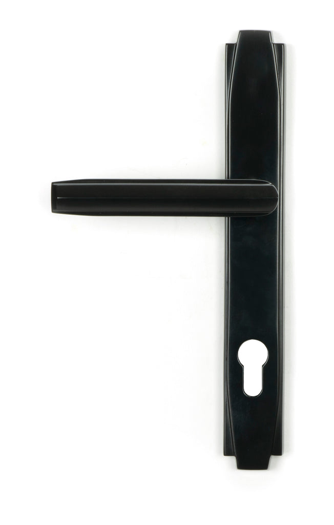 White background image of From The Anvil's Aged Bronze Art Deco Slimline Lever Espag. Lock Set | From The Anvil