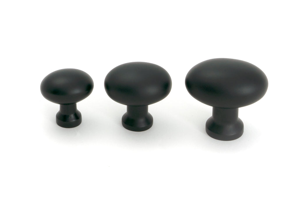 White background image of From The Anvil's Matt Black Moore Cabinet Knob - 25mm