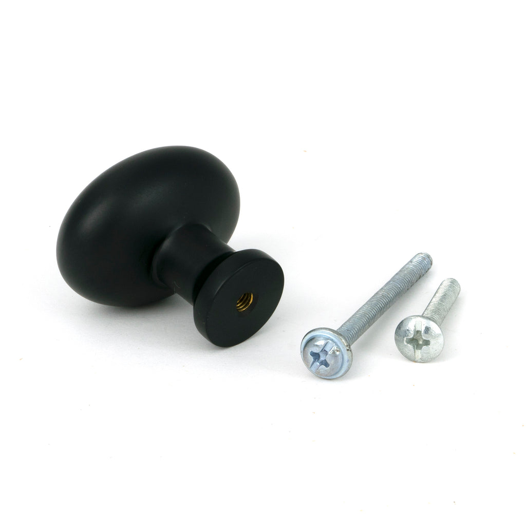 White background image of From The Anvil's Matt Black Moore Cabinet Knob - 38mm