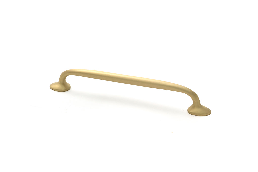 White background image of From The Anvil's Satin Brass Moore Pull Handle - Medium