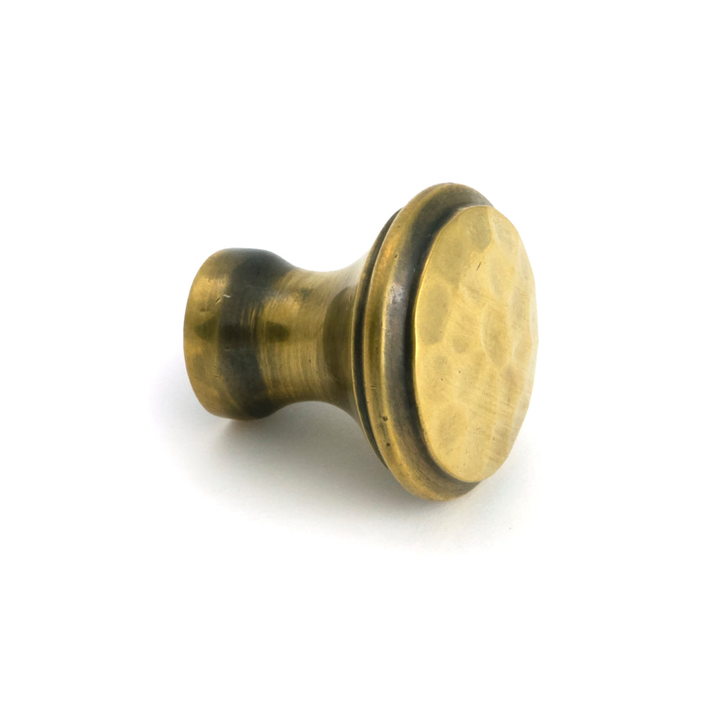 White background image of From The Anvil's Aged Brass Hammered Cabinet Knob - Small