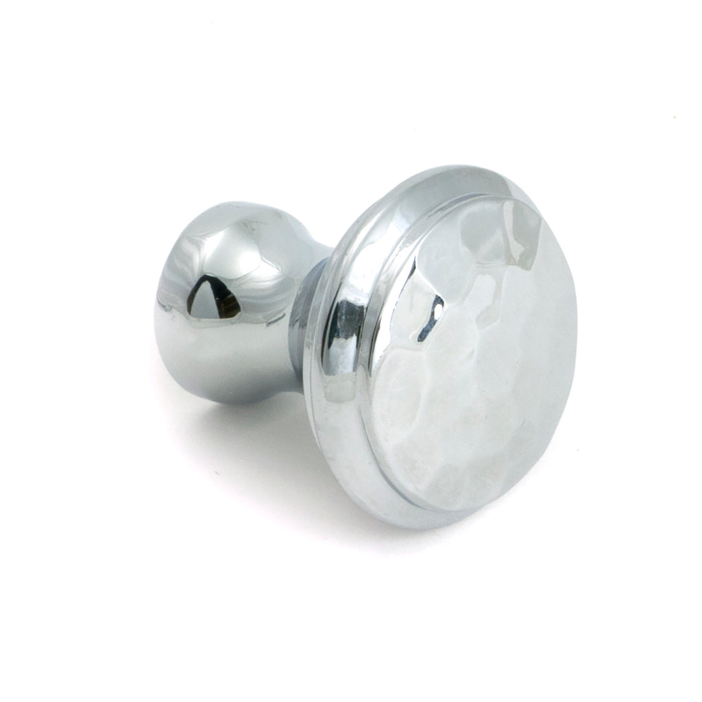 White background image of From The Anvil's Polished Chrome Hammered Cabinet Knob - Small