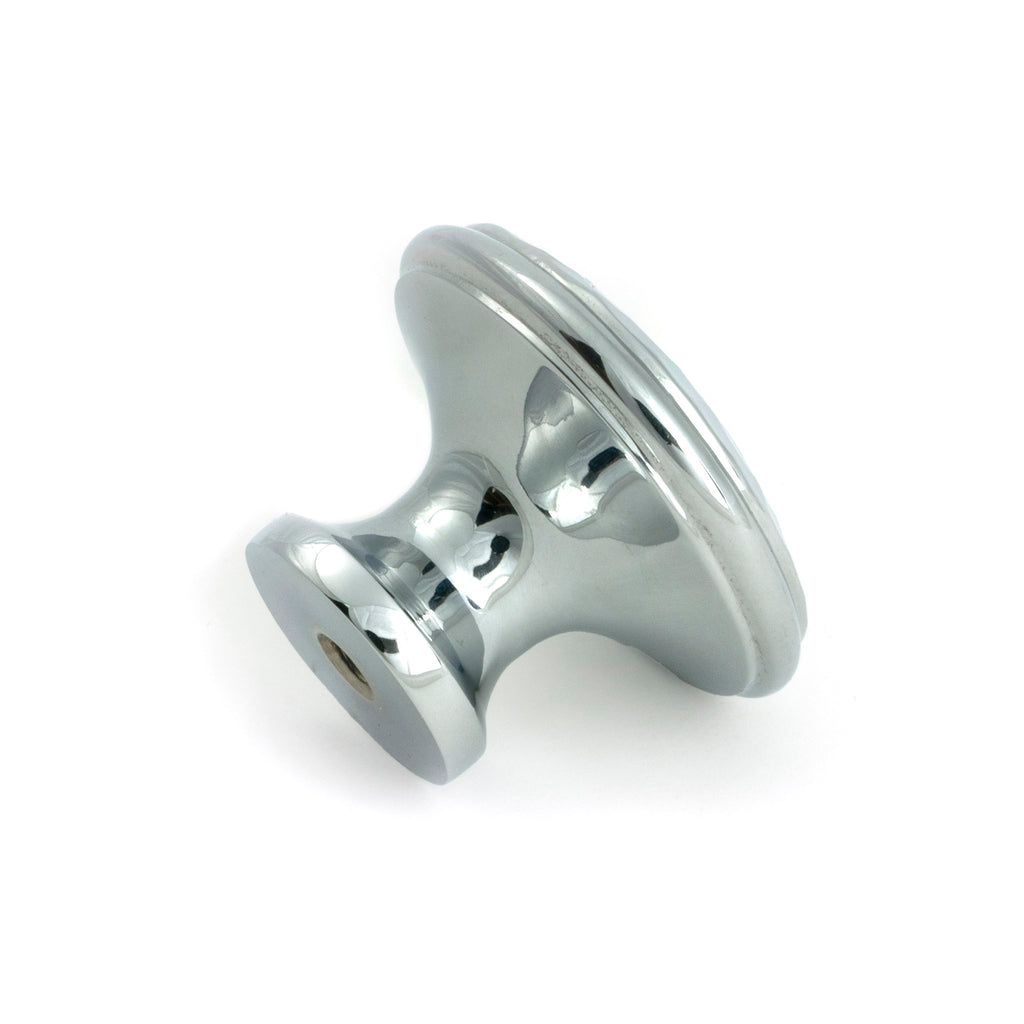 White background image of From The Anvil's Polished Chrome Hammered Cabinet Knob - Large