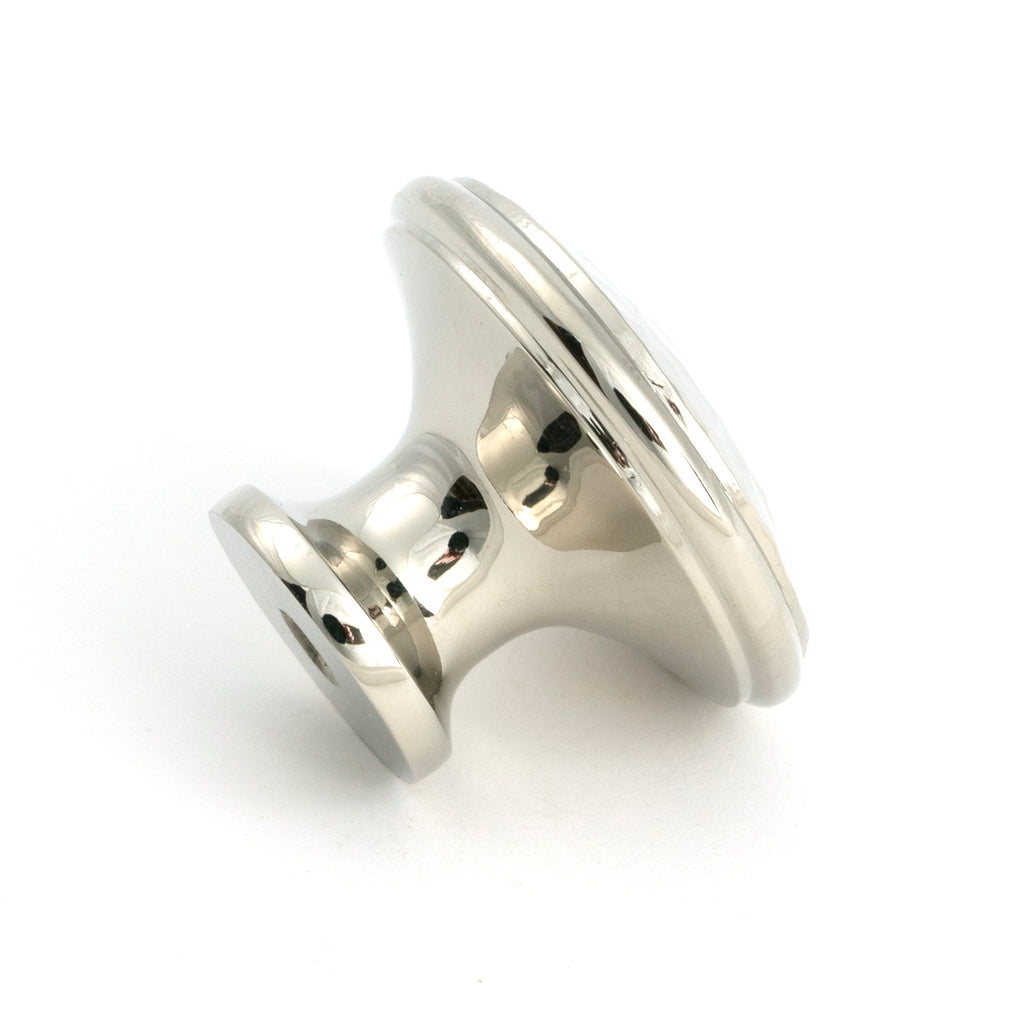 White background image of From The Anvil's Polished Nickel Hammered Cabinet Knob - Large