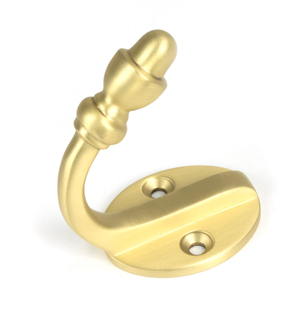 White background image of From The Anvil's Satin Brass Coat Hook | From The Anvil