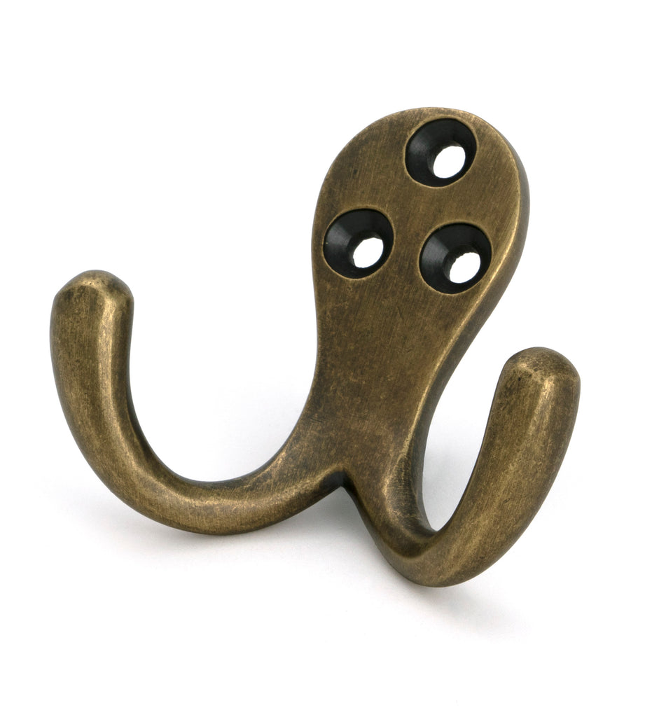 White background image of From The Anvil's Burnished Brass Celtic Double Robe Hook