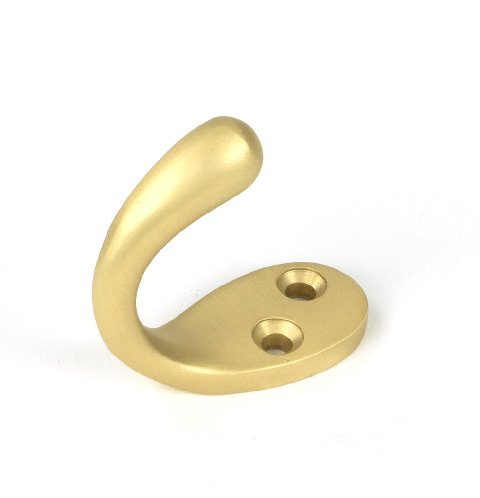 White background image of From The Anvil's Satin Brass Celtic Single Robe Hook | From The Anvil