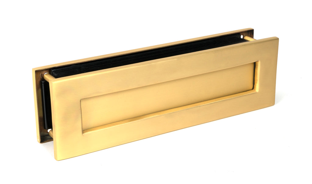 White background image of From The Anvil's Satin Brass Traditional Letterbox | From The Anvil