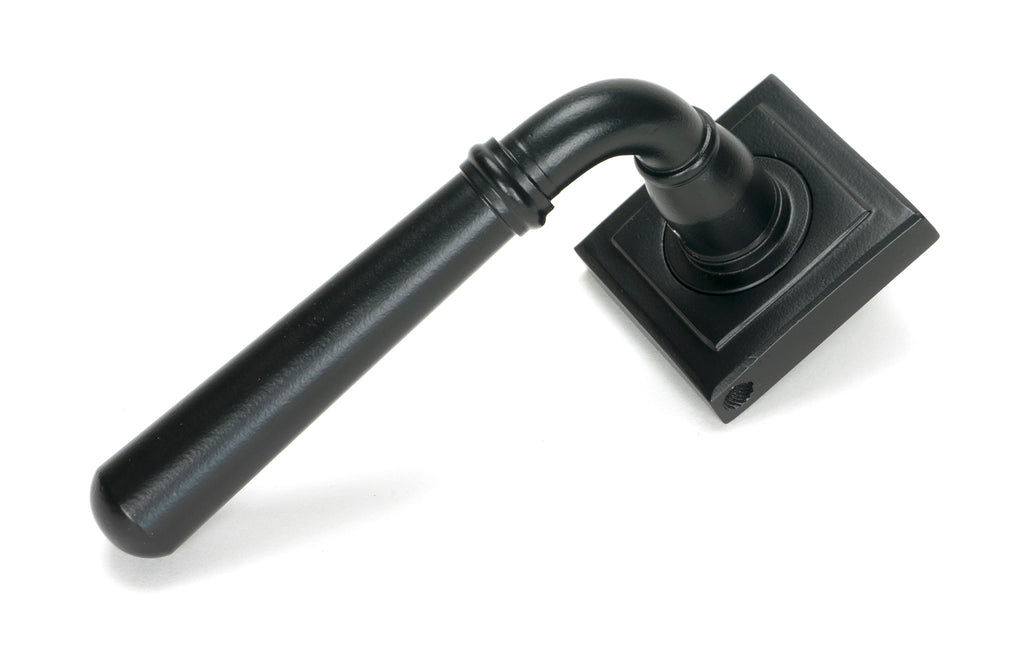 White background image of From The Anvil's Matt Black Newbury Lever on Rose Set (Unsprung) | From The Anvil