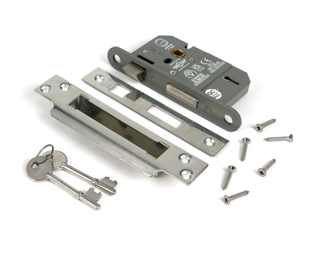 White background image of From The Anvil's Polished SS 2½" 5 Lever BS Sash Lock