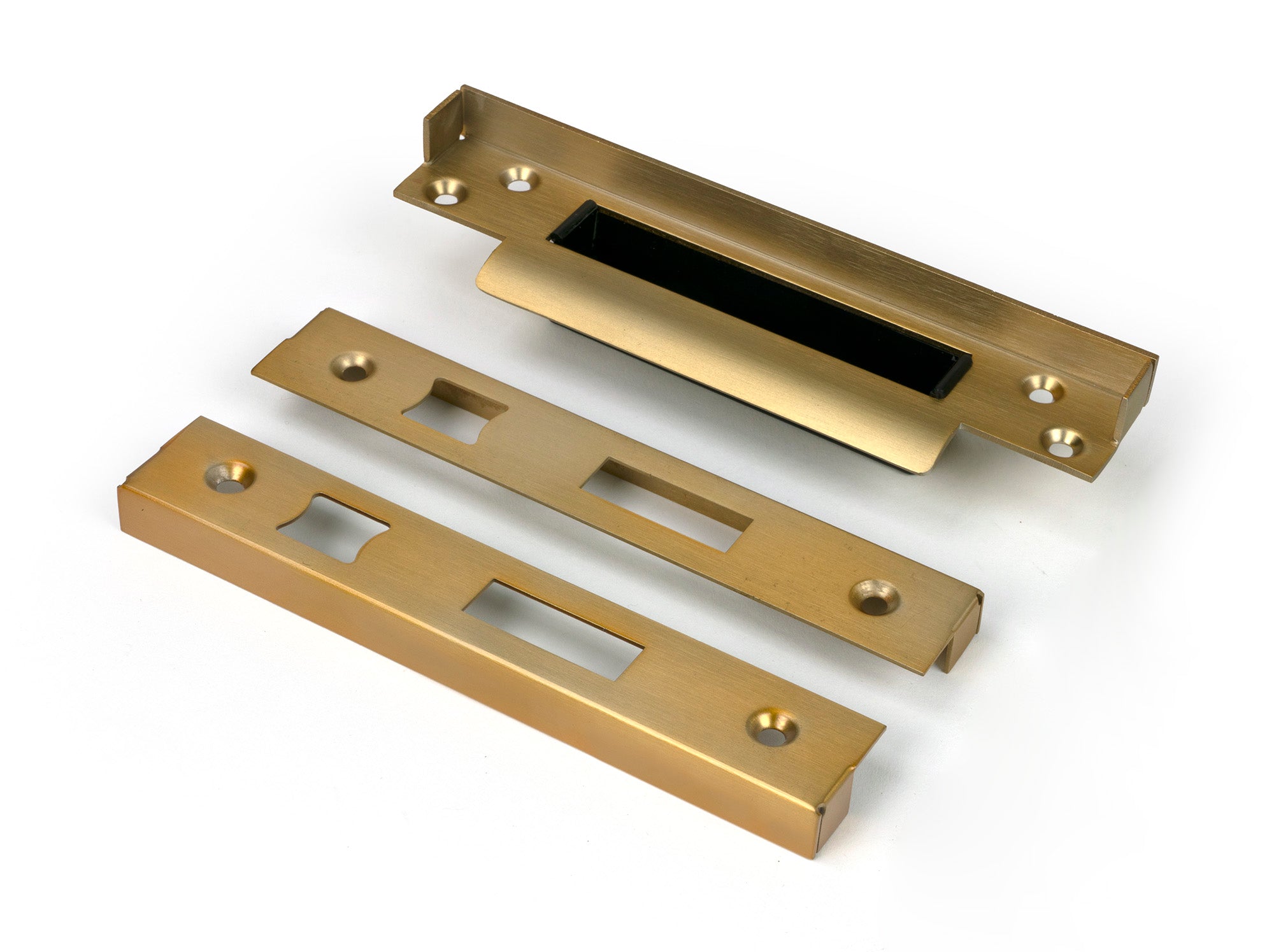 From The Anvil's Satin Brass ½" Rebate Kit for Euro Sash Lock