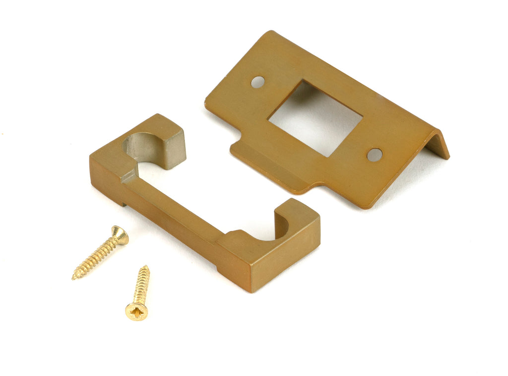 White background image of From The Anvil's Satin Brass ½" Rebate Kit for Deadbolt