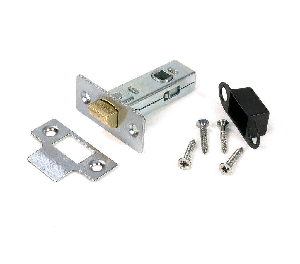 White background image of From The Anvil's Satin Chrome 2½" Tubular Mortice Latch