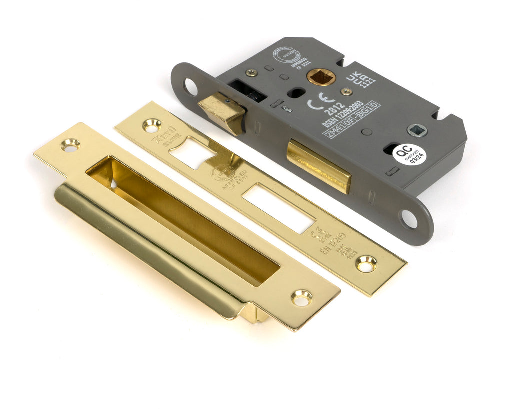 White background image of From The Anvil's Polished Brass 2½" Heavy Duty Bathroom Mortice Lock