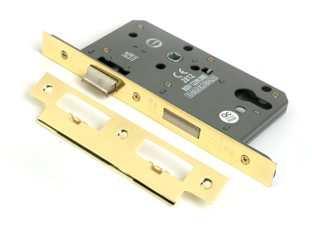 Polished Brass Euro Din Sash Lock - 60mm Backset/72mm Centre