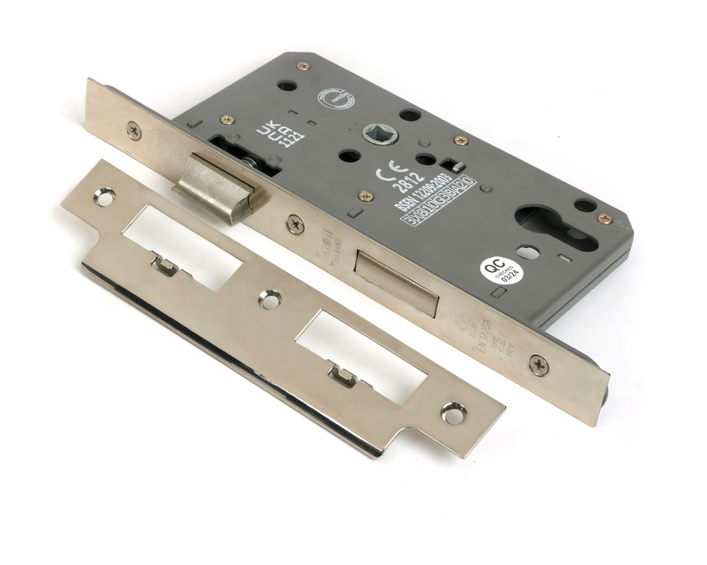 Polished Nickel Euro Din Sash Lock - 60mm Backset/72mm Centre