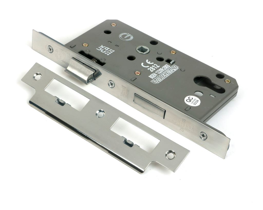 Polished SS Euro Din Sash Lock - 60mm Backset/72mm Centre