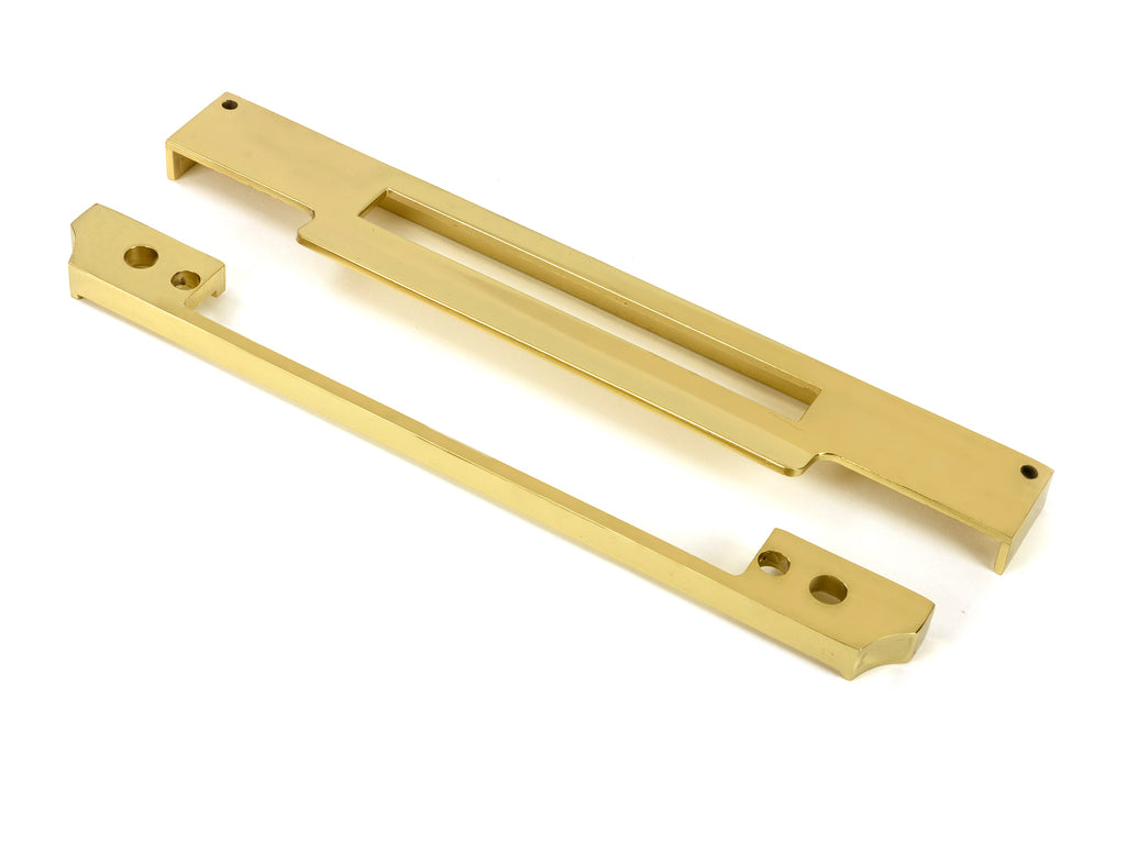 White background image of From The Anvil's Polished Brass ½" Rebate Kit for Euro Din Sash Lock