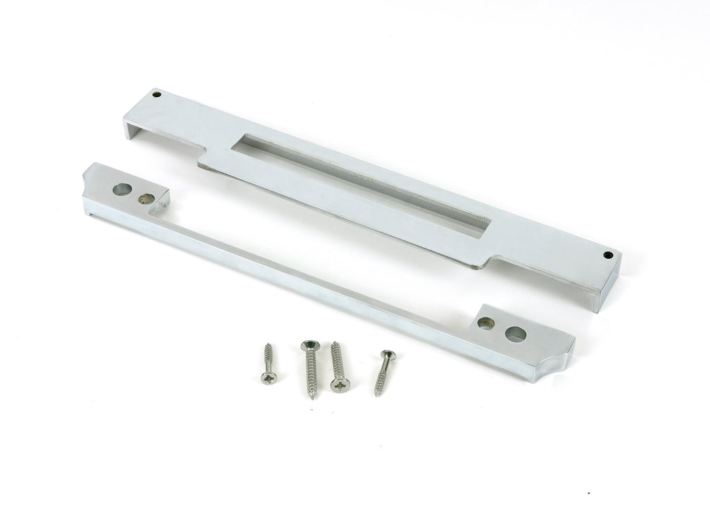 White background image of From The Anvil's Polished Chrome ½" Rebate Kit for Euro Din Sash Lock