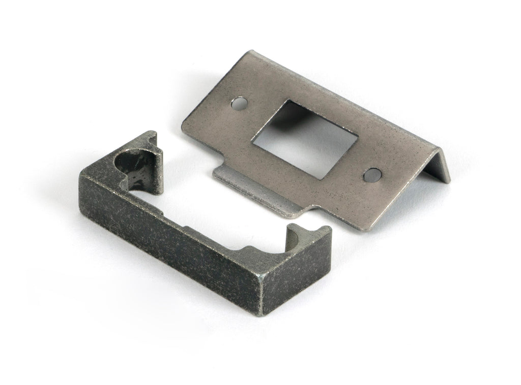 White background image of From The Anvil's Pewter ½" Rebate Kit for Tubular Mortice Latch