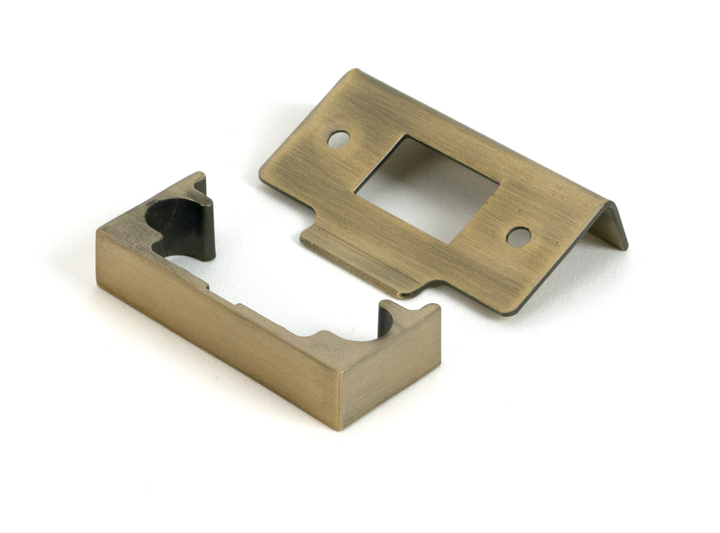 White background image of From The Anvil's Aged Brass ½" Rebate Kit for Tubular Mortice Latch