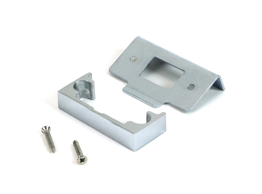 White background image of From The Anvil's Polished Chrome ½" Rebate Kit for Tubular Mortice Latch