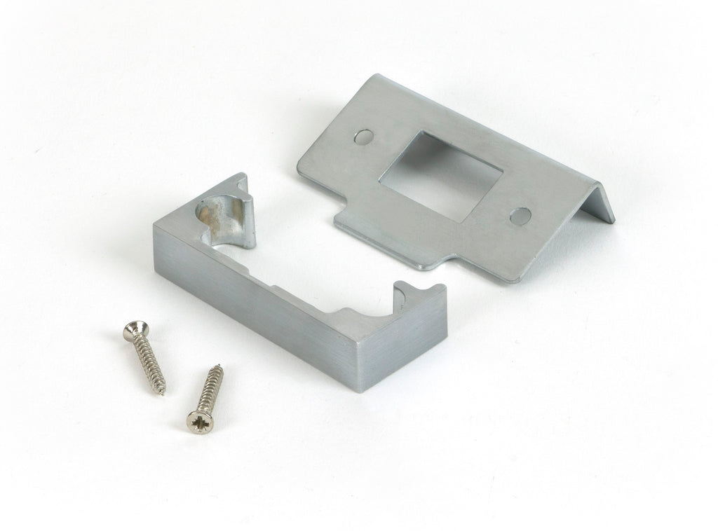 White background image of From The Anvil's Satin Chrome ½" Rebate Kit for Tubular Mortice Latch