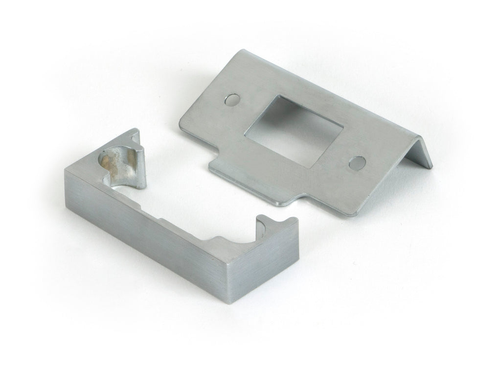 White background image of From The Anvil's Satin Chrome ½" Rebate Kit for Tubular Mortice Latch