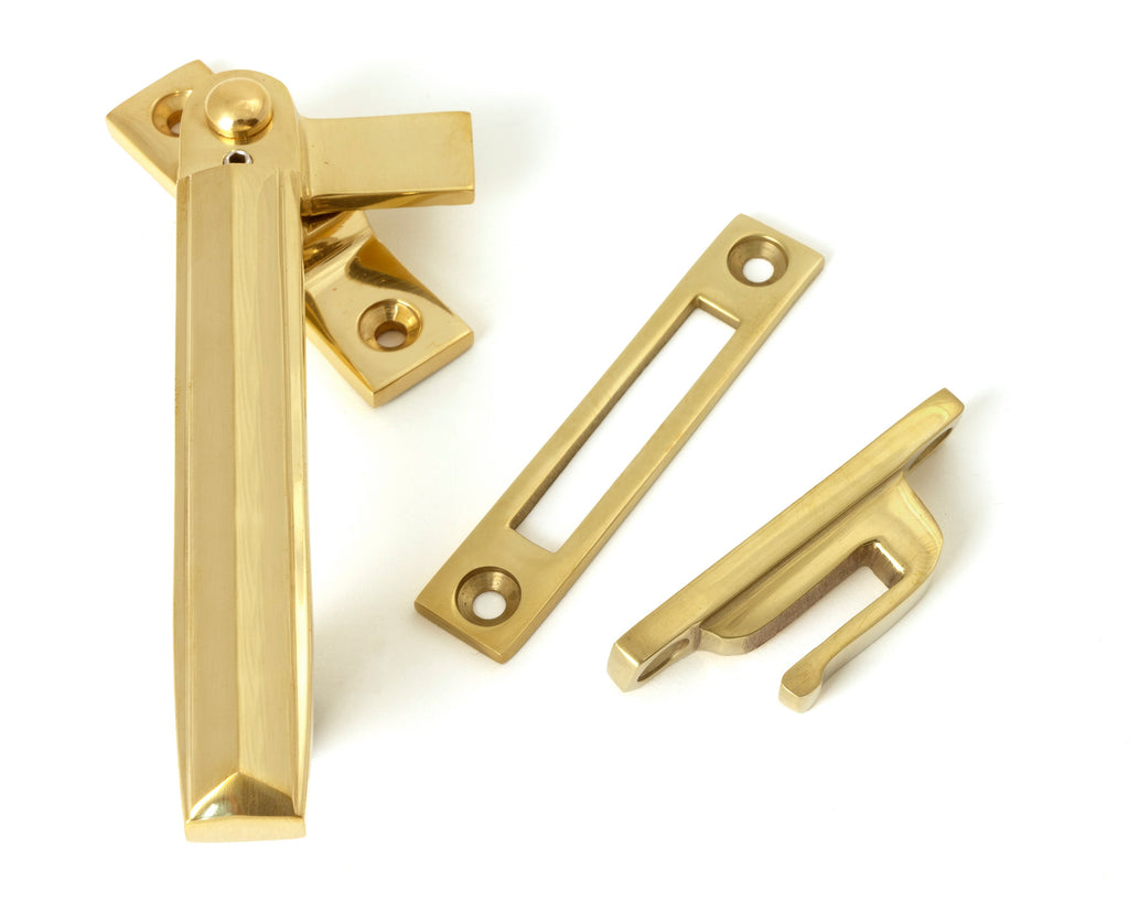 White background image of From The Anvil's Polished Brass Locking Art Deco Fastener - LH